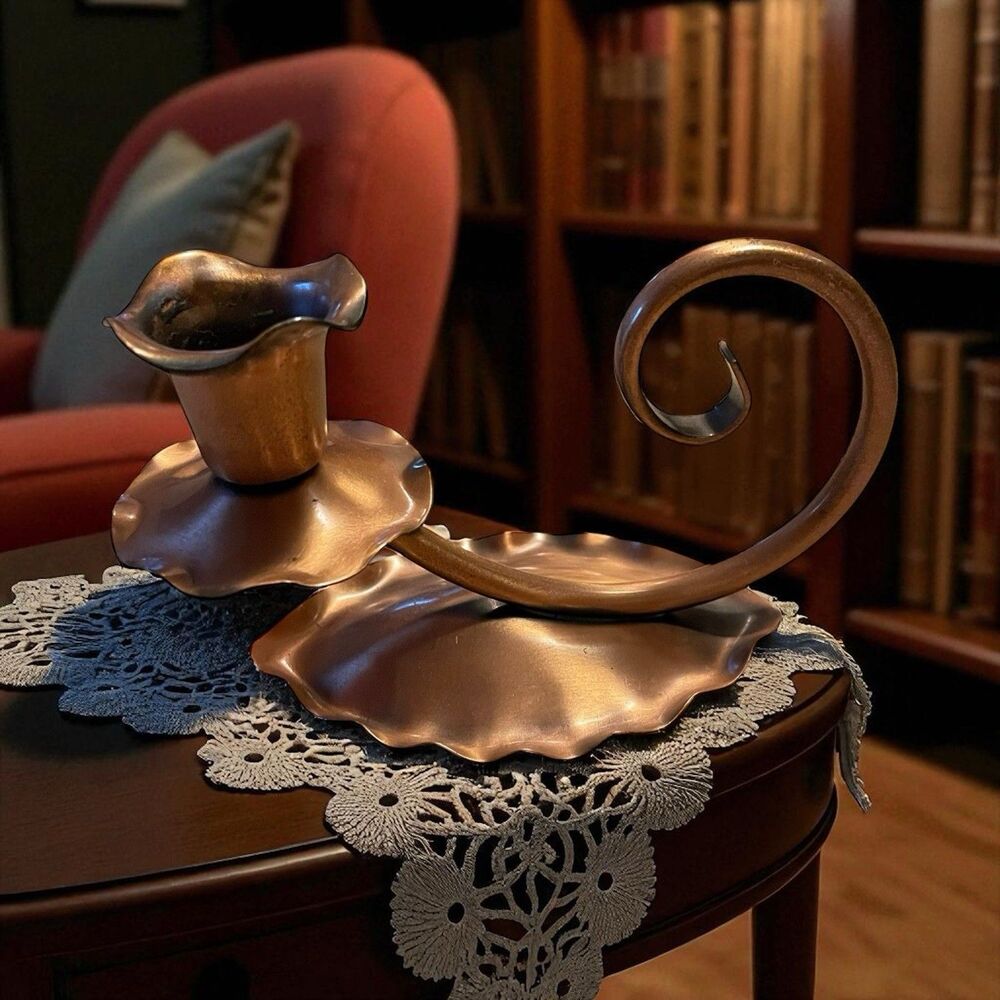 Gregorian Copper Chamber Candle Stick Holders Solid Copper USA Vintage MCM